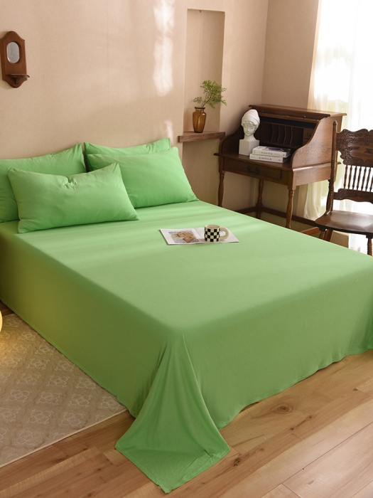 91家纺网 家纺一手货源 找家纺 甜之梦 2025新款针织棉拼色单床单(任何尺寸都可以定制) 果绿