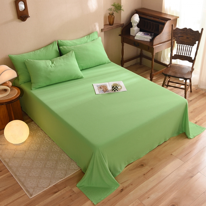 91家纺网 家纺一手货源 找家纺 甜之梦 2025新款针织棉拼色单床单(任何尺寸都可以定制) 果绿