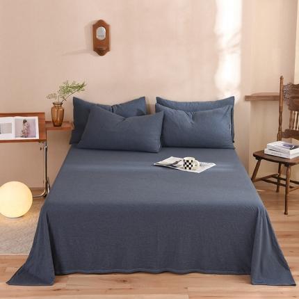 甜之梦 2025新款针织棉拼色单床单(任何尺寸都可以定制) 海军蓝