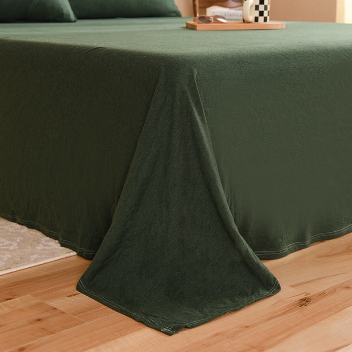 91家纺网 家纺一手货源 找家纺 甜之梦 2025新款针织棉拼色单床单(任何尺寸都可以定制) 墨绿