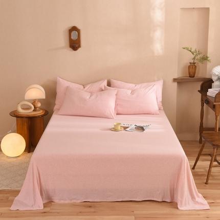 甜之梦 2025新款针织棉拼色单床单(任何尺寸都可以定制) 浅粉