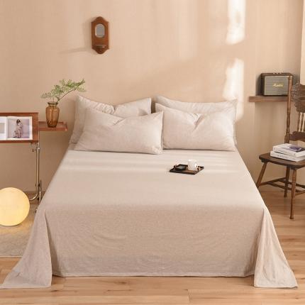 甜之梦 2025新款针织棉拼色单床单(任何尺寸都可以定制) 浅咖