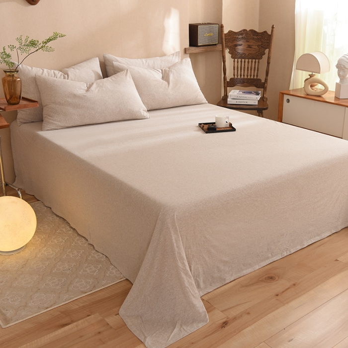 91家纺网 家纺一手货源 找家纺 甜之梦 2025新款针织棉拼色单床单(任何尺寸都可以定制) 浅咖