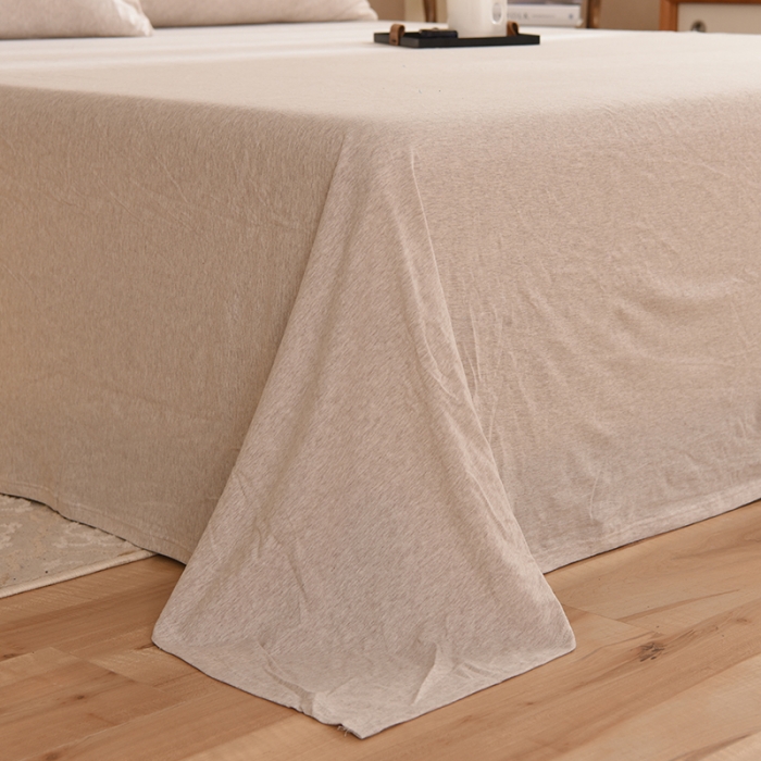 91家纺网 家纺一手货源 找家纺 甜之梦 2025新款针织棉拼色单床单(任何尺寸都可以定制) 浅咖