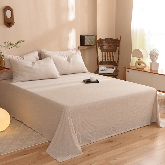 91家纺网 家纺一手货源 找家纺 甜之梦 2025新款针织棉拼色单床单(任何尺寸都可以定制) 浅咖