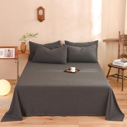 甜之梦 2025新款针织棉拼色单床单(任何尺寸都可以定制) 碳黑
