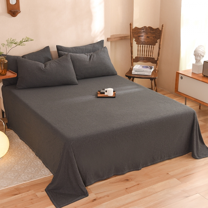 91家纺网 家纺一手货源 找家纺 甜之梦 2025新款针织棉拼色单床单(任何尺寸都可以定制) 碳黑