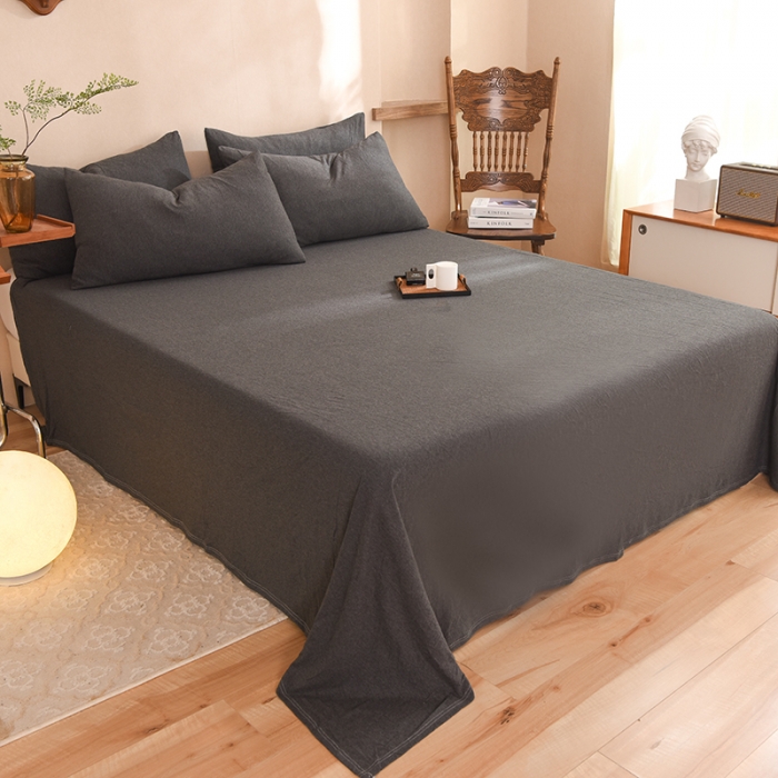 91家纺网 家纺一手货源 找家纺 甜之梦 2025新款针织棉拼色单床单(任何尺寸都可以定制) 碳黑