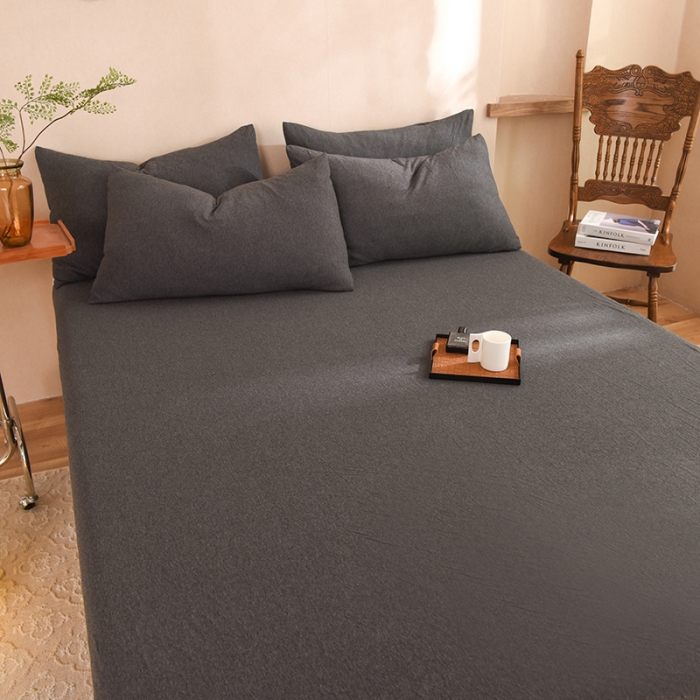 91家纺网 家纺一手货源 找家纺 甜之梦 2025新款针织棉拼色单床单(任何尺寸都可以定制) 碳黑