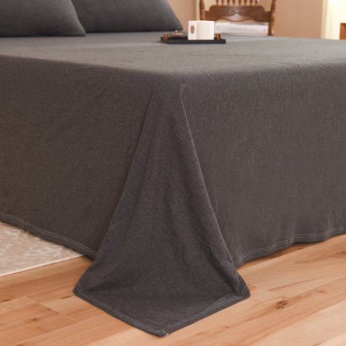 91家纺网 家纺一手货源 找家纺 甜之梦 2025新款针织棉拼色单床单(任何尺寸都可以定制) 碳黑