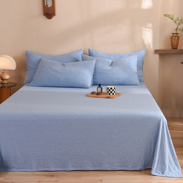 91家纺网 家纺一手货源 找家纺 甜之梦 2025新款针织棉拼色单床单(任何尺寸都可以定制) 天兰