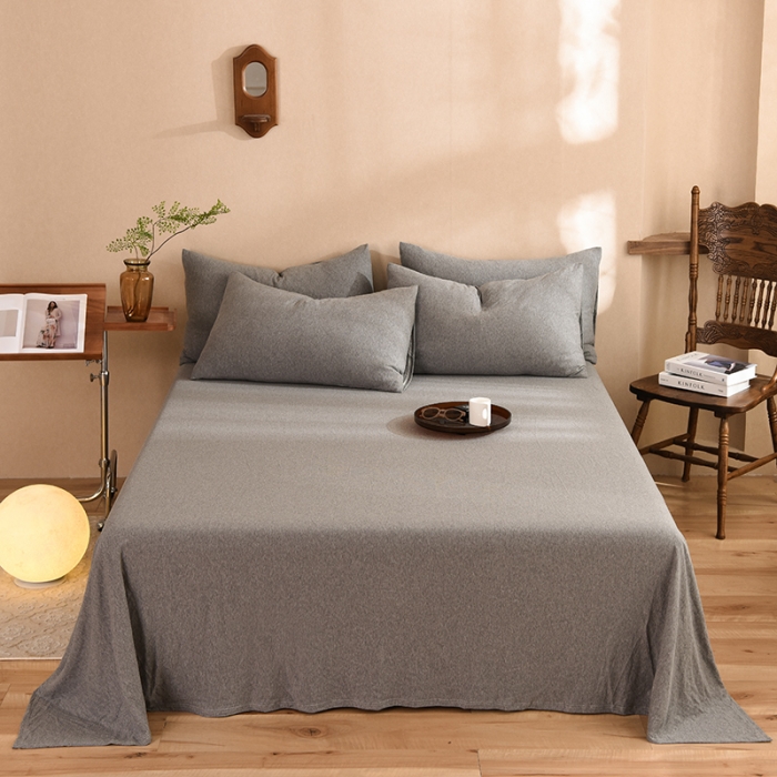 91家纺网 家纺一手货源 找家纺 甜之梦 2025新款针织棉拼色单床单(任何尺寸都可以定制) 雅灰