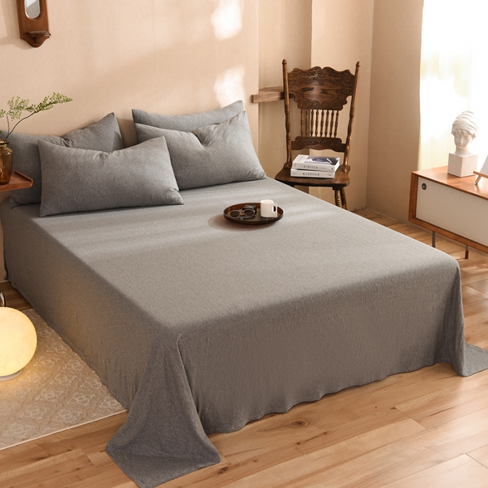 91家纺网 家纺一手货源 找家纺 甜之梦 2025新款针织棉拼色单床单(任何尺寸都可以定制) 雅灰