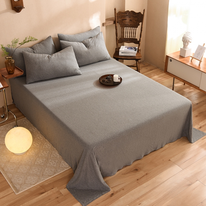 91家纺网 家纺一手货源 找家纺 甜之梦 2025新款针织棉拼色单床单(任何尺寸都可以定制) 雅灰