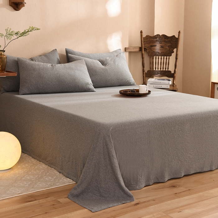 91家纺网 家纺一手货源 找家纺 甜之梦 2025新款针织棉拼色单床单(任何尺寸都可以定制) 雅灰