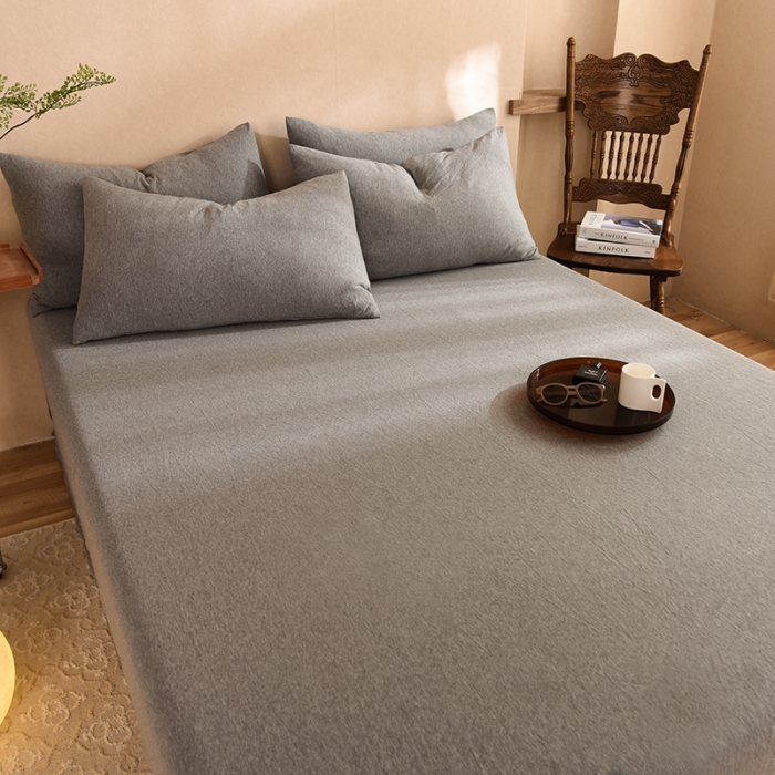 91家纺网 家纺一手货源 找家纺 甜之梦 2025新款针织棉拼色单床单(任何尺寸都可以定制) 雅灰