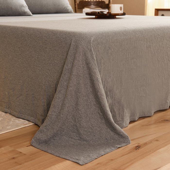 91家纺网 家纺一手货源 找家纺 甜之梦 2025新款针织棉拼色单床单(任何尺寸都可以定制) 雅灰