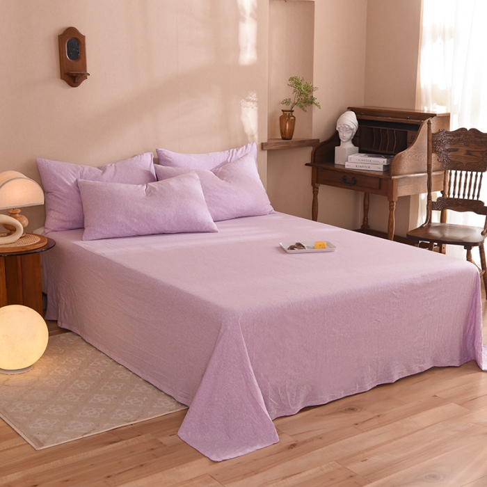 91家纺网 家纺一手货源 找家纺 甜之梦 2025新款针织棉拼色单床单(任何尺寸都可以定制) 紫色