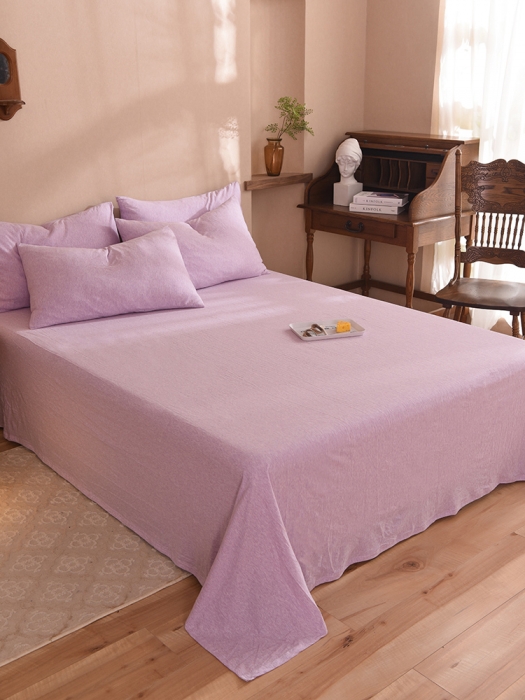 91家纺网 家纺一手货源 找家纺 甜之梦 2025新款针织棉拼色单床单(任何尺寸都可以定制) 紫色