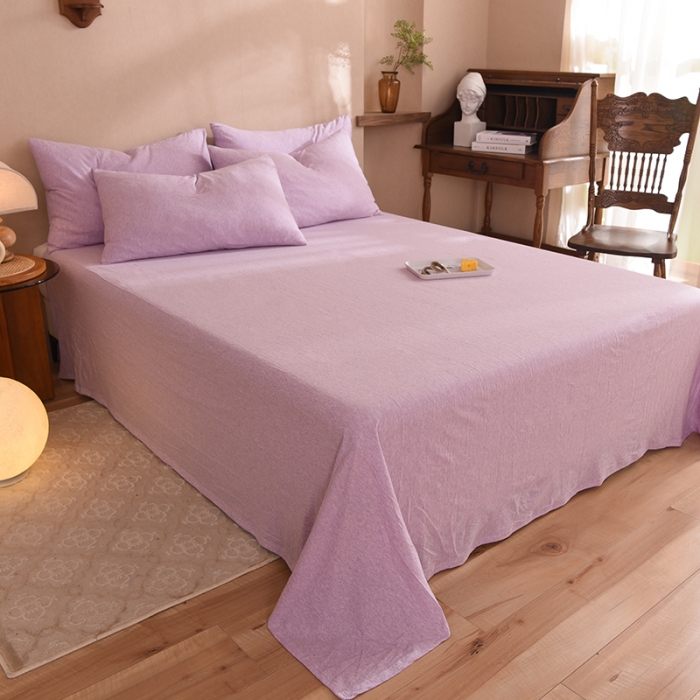 91家纺网 家纺一手货源 找家纺 甜之梦 2025新款针织棉拼色单床单(任何尺寸都可以定制) 紫色