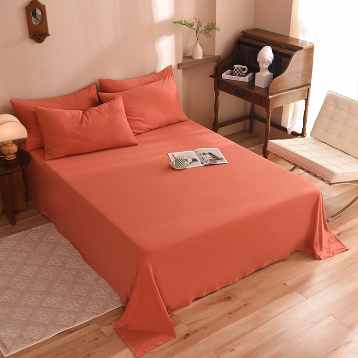 91家纺网 家纺一手货源 找家纺 甜之梦 2025新款针织棉拼色单床单(任何尺寸都可以定制) 棕红