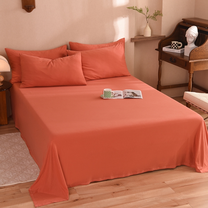 91家纺网 家纺一手货源 找家纺 甜之梦 2025新款针织棉拼色单床单(任何尺寸都可以定制) 棕红