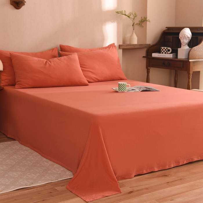 91家纺网 家纺一手货源 找家纺 甜之梦 2025新款针织棉拼色单床单(任何尺寸都可以定制) 棕红