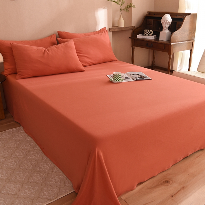 91家纺网 家纺一手货源 找家纺 甜之梦 2025新款针织棉拼色单床单(任何尺寸都可以定制) 棕红