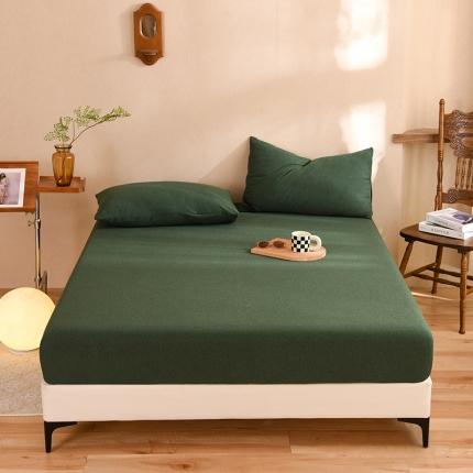 91家纺网 家纺一手货源 找家纺 甜之梦2025针织棉拼色单床笠(任何尺寸都可定制+可接异型缺角） 墨绿