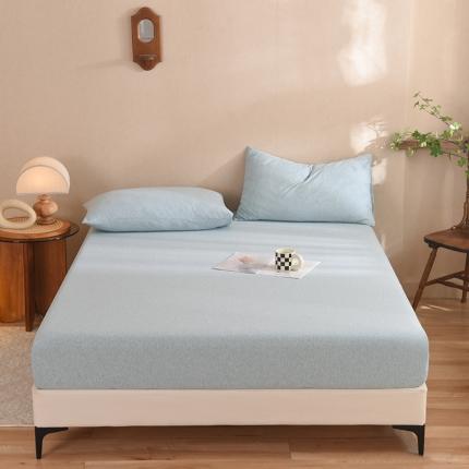 91家纺网 家纺一手货源 找家纺 甜之梦2025针织棉拼色单床笠(任何尺寸都可定制+可接异型缺角） 水绿