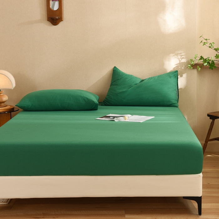 91家纺网 家纺一手货源 找家纺 甜之梦2025针织棉拼色单床笠(任何尺寸都可定制+可接异型缺角） 草绿