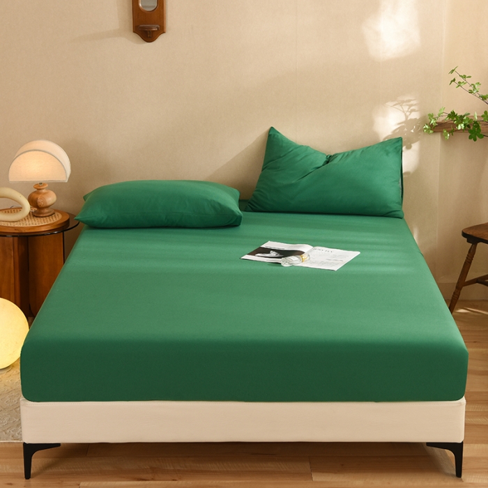 91家纺网 家纺一手货源 找家纺 甜之梦2025针织棉拼色单床笠(任何尺寸都可定制+可接异型缺角） 草绿