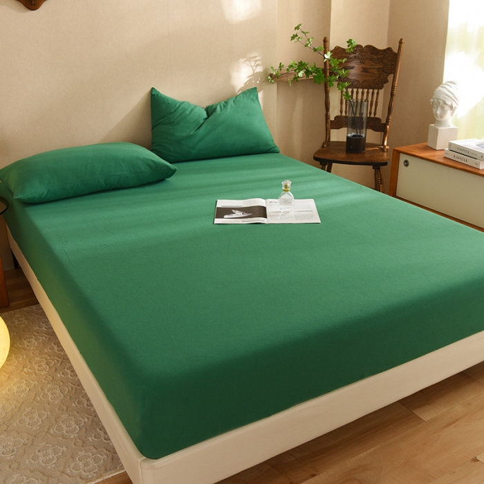 91家纺网 家纺一手货源 找家纺 甜之梦2025针织棉拼色单床笠(任何尺寸都可定制+可接异型缺角） 草绿