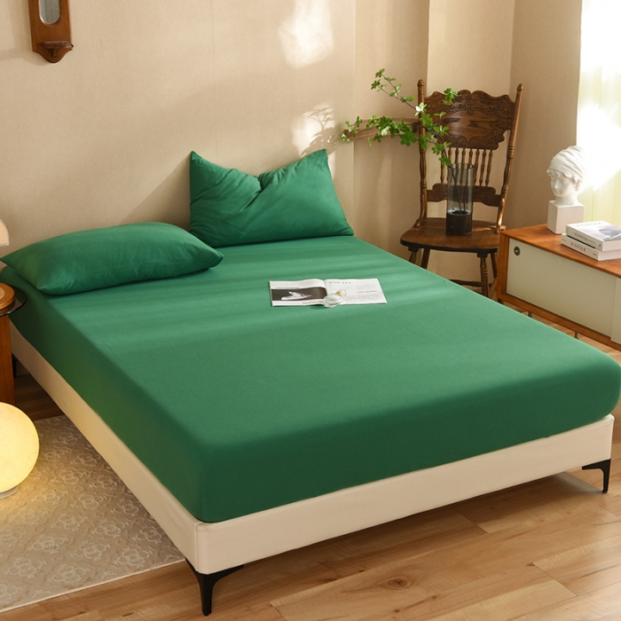 91家纺网 家纺一手货源 找家纺 甜之梦2025针织棉拼色单床笠(任何尺寸都可定制+可接异型缺角） 草绿