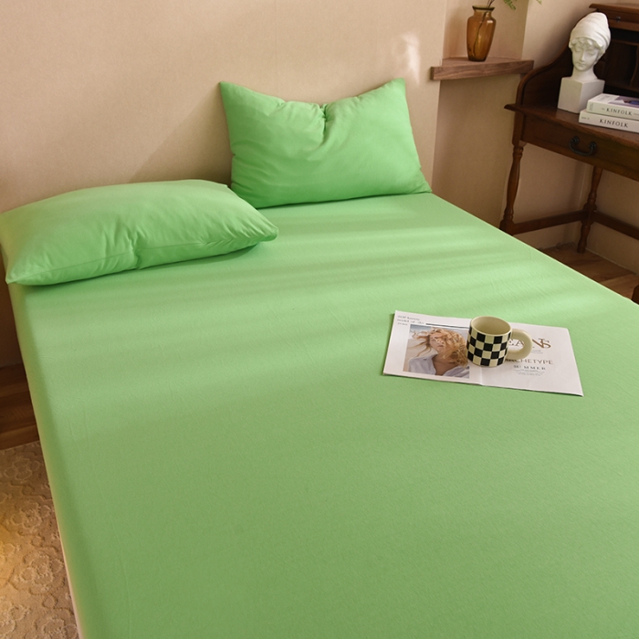 91家纺网 家纺一手货源 找家纺 甜之梦2025针织棉拼色单床笠(任何尺寸都可定制+可接异型缺角） 果绿