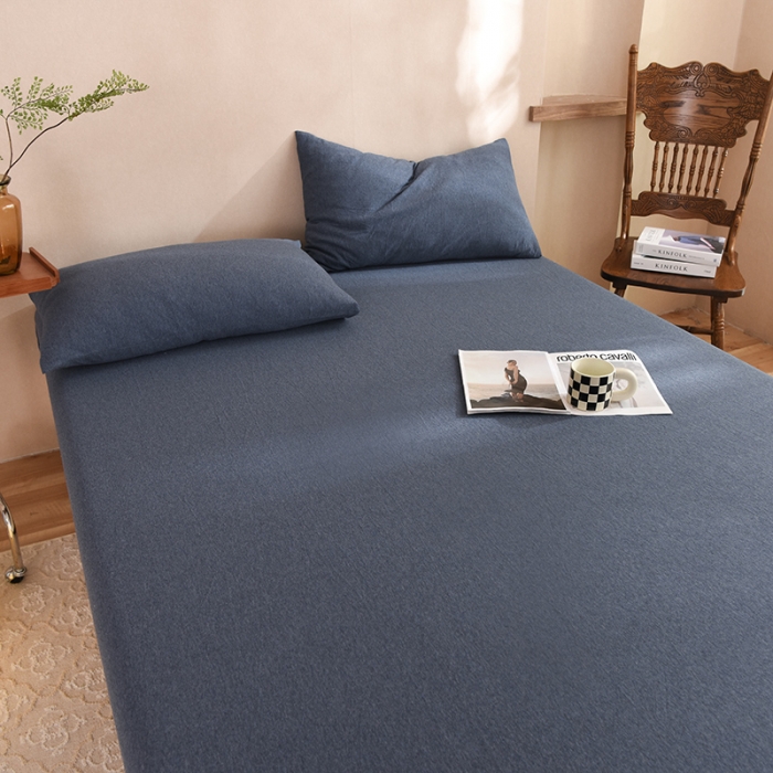 91家纺网 家纺一手货源 找家纺 甜之梦2025针织棉拼色单床笠(任何尺寸都可定制+可接异型缺角）海军蓝