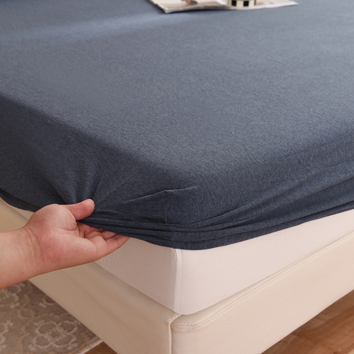 91家纺网 家纺一手货源 找家纺 甜之梦2025针织棉拼色单床笠(任何尺寸都可定制+可接异型缺角）海军蓝