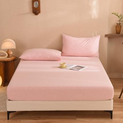 甜之梦2025针织棉拼色单床笠(任何尺寸都可定制+可接异型缺角） 浅粉