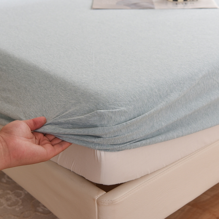 91家纺网 家纺一手货源 找家纺 甜之梦2025针织棉拼色单床笠(任何尺寸都可定制+可接异型缺角） 水绿