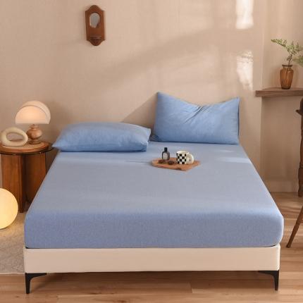 甜之梦2025针织棉拼色单床笠(任何尺寸都可定制+可接异型缺角） 天兰