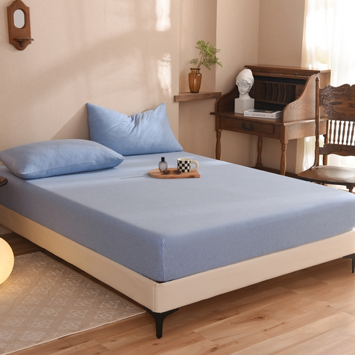 91家纺网 家纺一手货源 找家纺 甜之梦2025针织棉拼色单床笠(任何尺寸都可定制+可接异型缺角） 天兰