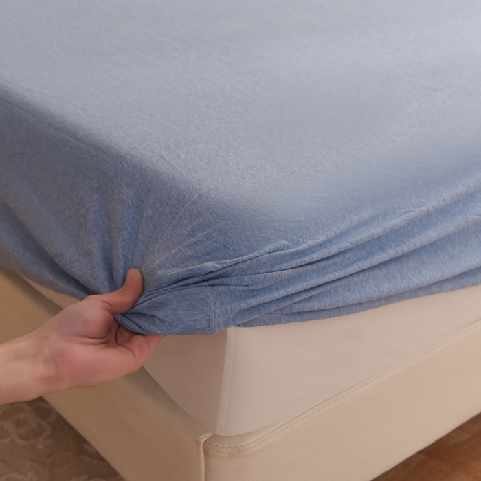 91家纺网 家纺一手货源 找家纺 甜之梦2025针织棉拼色单床笠(任何尺寸都可定制+可接异型缺角） 天兰