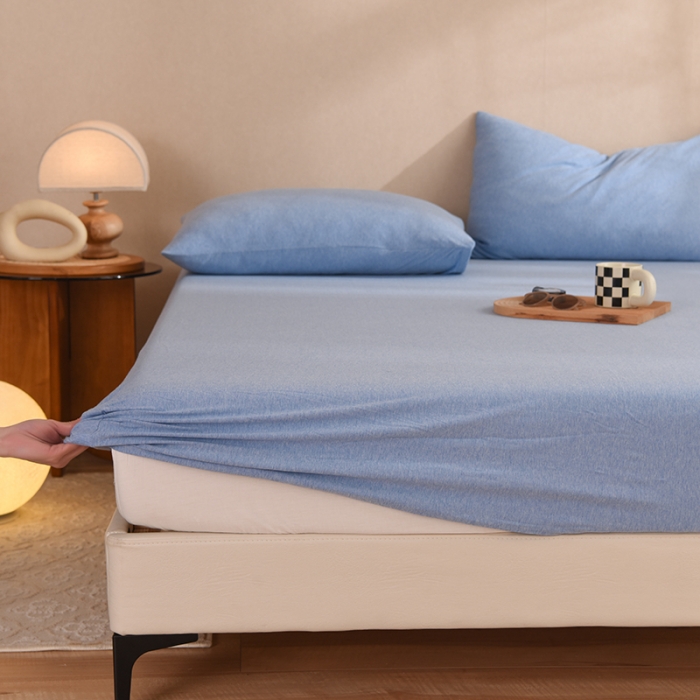 91家纺网 家纺一手货源 找家纺 甜之梦2025针织棉拼色单床笠(任何尺寸都可定制+可接异型缺角） 天兰