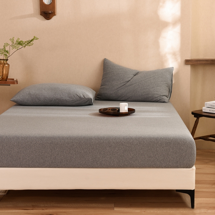 91家纺网 家纺一手货源 找家纺 甜之梦2025针织棉拼色单床笠(任何尺寸都可定制+可接异型缺角） 雅灰