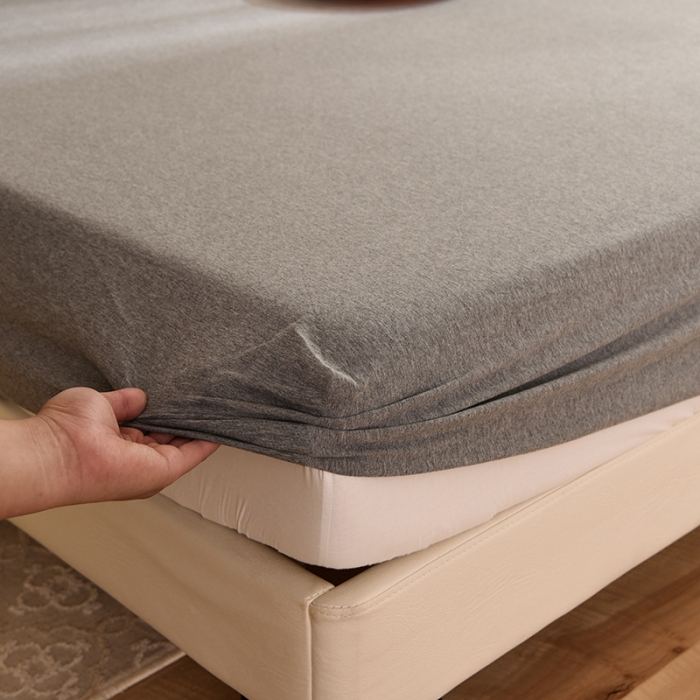 91家纺网 家纺一手货源 找家纺 甜之梦2025针织棉拼色单床笠(任何尺寸都可定制+可接异型缺角） 雅灰