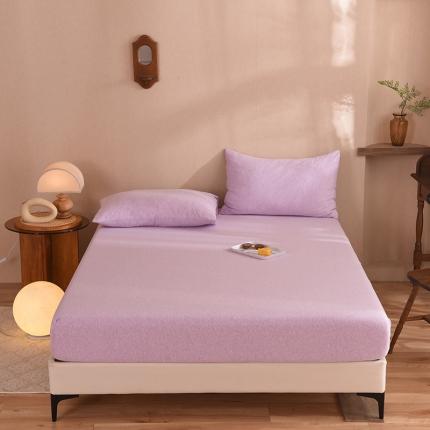 甜之梦2025针织棉拼色单床笠(任何尺寸都可定制+可接异型缺角） 紫色