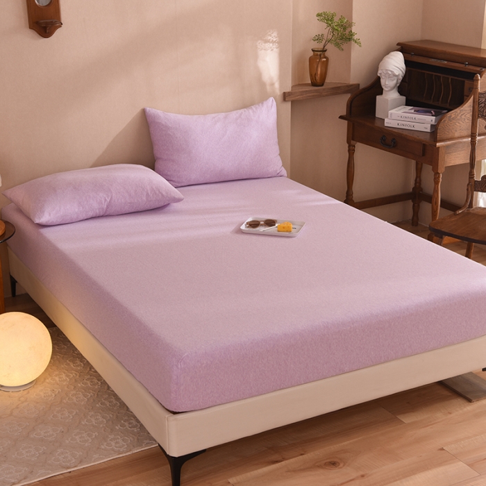 91家纺网 家纺一手货源 找家纺 甜之梦2025针织棉拼色单床笠(任何尺寸都可定制+可接异型缺角） 紫色