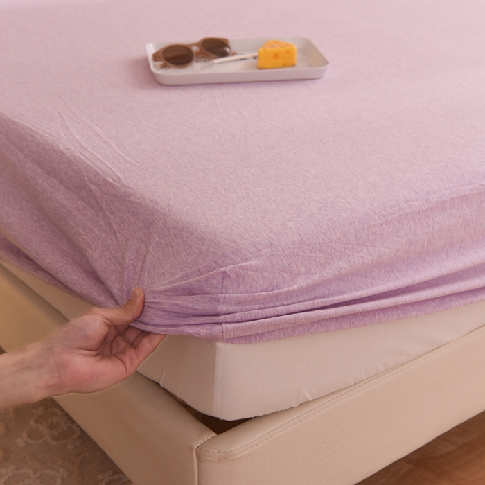 91家纺网 家纺一手货源 找家纺 甜之梦2025针织棉拼色单床笠(任何尺寸都可定制+可接异型缺角） 紫色