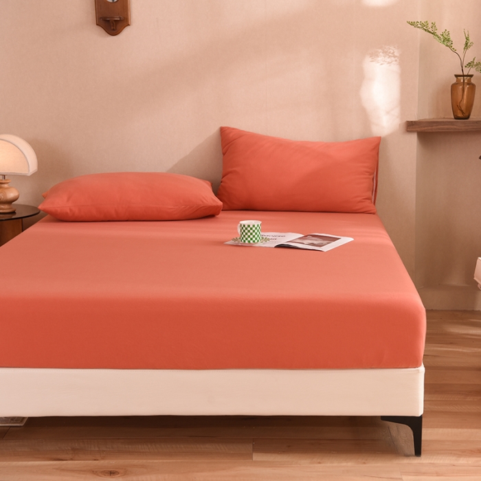 91家纺网 家纺一手货源 找家纺 甜之梦2025针织棉拼色单床笠(任何尺寸都可定制+可接异型缺角） 棕红