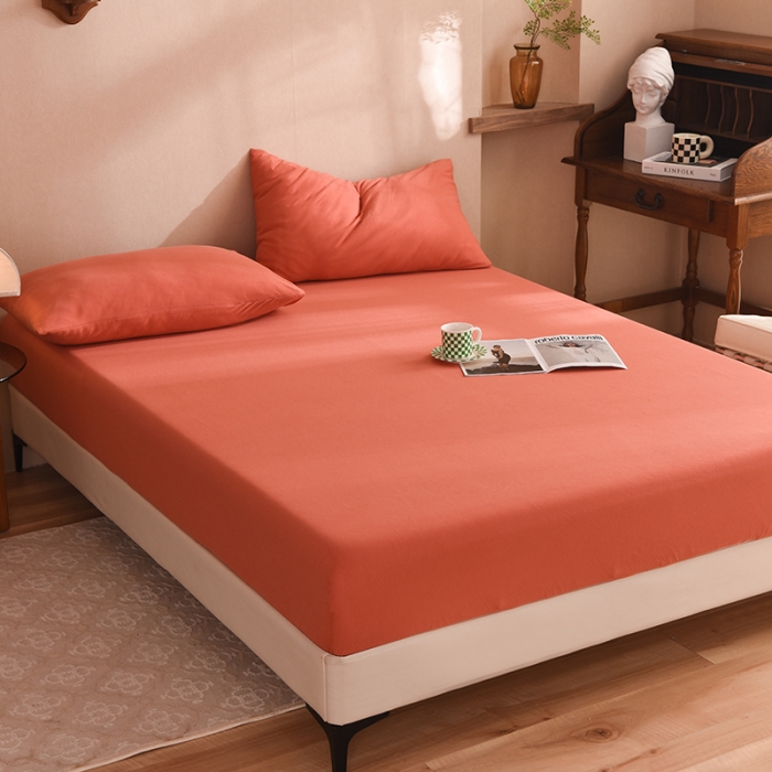 91家纺网 家纺一手货源 找家纺 甜之梦2025针织棉拼色单床笠(任何尺寸都可定制+可接异型缺角） 棕红